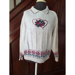 Vintage Chelsea Gardens XL Floral Embroidered Knit Sweater